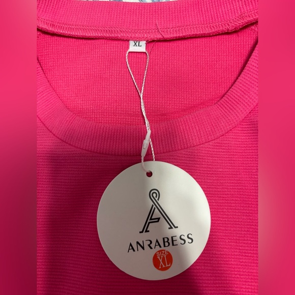 Anrabess Size XL oversized hot Pink Sweatshirt with Side Zippers crew neck - Picture 3 of 10